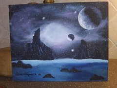 Original Acrylic Painting Young Artist Space Scene Very Cool Sara Sigworth