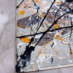 Original Abstract Art Painting „Going Up“ on Antique Sheet Music