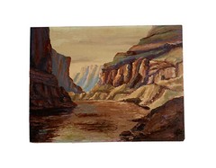 Oil Painting Grand Canyon Colorado River Landscape Arizona Vtg