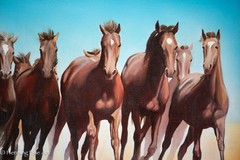 Stunning Gheorghe Astileanu Oil Painting of Running Horses, Fine & Rare!