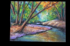 Original Art Landscape Trees Woods Fall Pastels 8.5×11 signed Not a print
