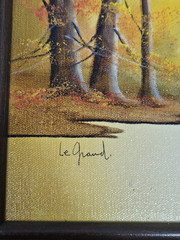 Albert LeGrand „Autumn In the Woods“ Scene Oil on Canvas Painting Signed