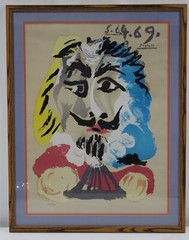 Pablo Picasso Musketeer Signed VTG Lithograph Numbered Art Framed Matted Train