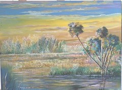 Florida Marshscape Original Painting 15″x20″ On Masonite Unframed (Minor Wear)