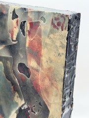 1990s Joan Goldsmith Mixed-Media Panel Shadows 8×10 Abstract Wax Painting