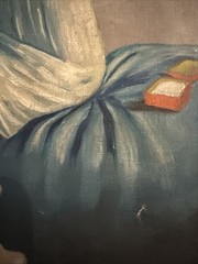 Art Deco Painting Of A Flapper Female Powdering Her Face. Oil On Canvas