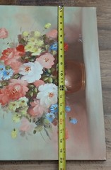 Still Life Flowers in Pot Colorful Floral Oil Painting on Canvas Original R Cox