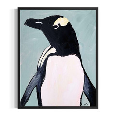 Original Abstract Penguin 11×14 Painting Acrylic Multicolor Wall Art Canvas