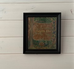 Antique 1859 Folk Art Watercolor Motto Painting “Be Patient With the Little Ones
