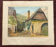 Original Watercolor “An Der Mosel” by Listed Artist H. Schafer 1945 POW