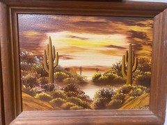 LOT OF 3 ORIGINAL OIL PAINTINGS ARIZONA DESERT HARMONY BY ARTIST CLAUDINE ASPER