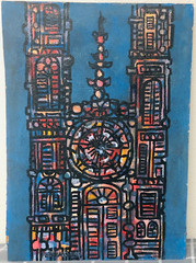Havana Cathedral 1967, Rene Portocarrero Oil On board Signed by Artist