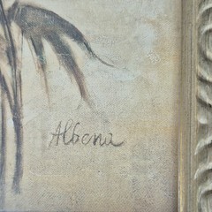 Albena Signed Still Life Floral Painting on Canvas Framed Botanical Art