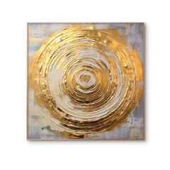 Golden Circle Oil Painting on Canvas Hand Painted Abstract Wall Art For Decor
