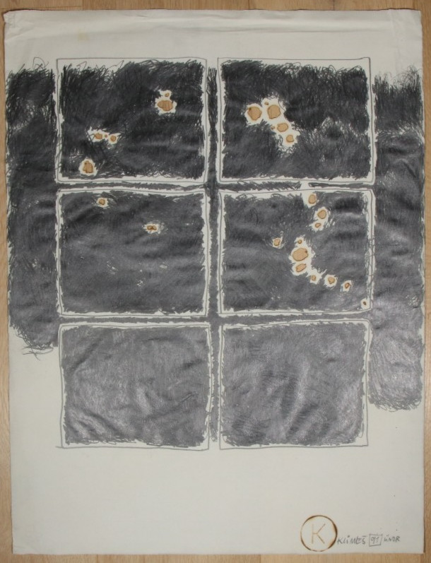 Svatopluk KLIMES u‘ Nor 1991 mixed media + fire painting painting Česká malování