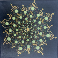 10X10 Original Dot Painting Mandala Flower Canvas Acrylic – Art By E. Glenn