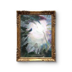 Full Moon From Forest Contemporary Expressionist Abstract Oil Painting
