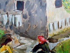 No.: 1033 oil painting artwork frame painting oil painting city river people