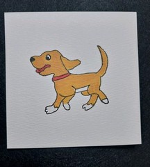 Original Painting Puppy Dog Pet 4×4 Inch Whimsical Animals Art Signed By GAT