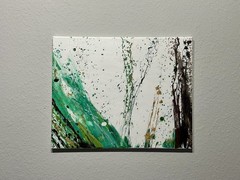 New Modern Abstract Canvas Painting By JMOSI Brown Green Gold 16×20 Giclee