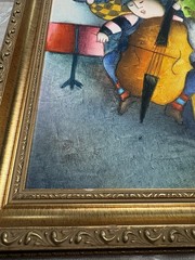 „Musicians“ Oil Painting Signed By Joyce Roybal Framed