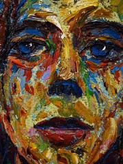 MODERN WOMAN GIRL ART SIGNED FEMALE OIL PAINTING ABSTRACT PORTRAIT VINTAGE DECO