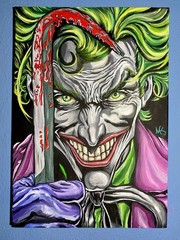 Hand painted artwork, The Joker, 14“x 20“, Signed, Dc Comics Art