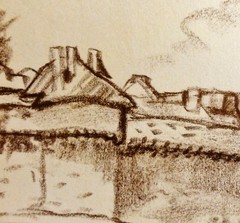 ALBERT WALLAT (1917-1997) Kohlezeichnung; MONT SAN MICHEL IN DER NORMANDIE