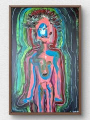 Original Hand Painted 11×17 Abstract Woman Acrylic Signed Vibrant Art Panel P029