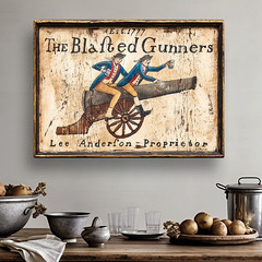 „Blasted Gunners“ Militaria Tavern Sign – Vintage Sign Repro of Original Art