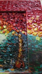 Autumn Tree #1 original abstract oil painting on 7″x5″ canvas panel, framed
