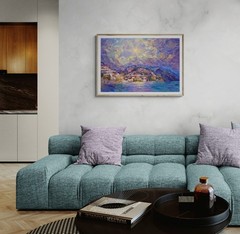Amalfi coast Original Oil Painting Impasto Italian Seascape by S Chernyakovsky