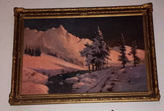 Russian Artist Ivan Nicoletzky Snowy Painting Red Sunset Mountains in the Snow