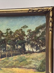 ANTIQUE CALIFORNIA LANDSCAPE PAINTING ROY HARRISON EUCALYPTUS WILL ROGERS PARK