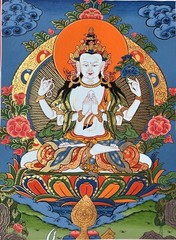 TIBETAN THANGKA AVALOKITESHVARA/ CHYANGRESI/ CHENREZIG ORIGINAL HAND PAINTING
