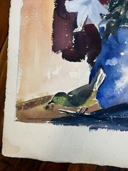 C.1960 Watercolor, Double Sided 30″ x 22.5″ Veritable Papier D’Arches Torchon