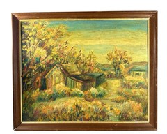 Thelma Collet Autumn Haze Original Oil Painting Landscape Farm Scene 22×18