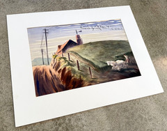 1940s MAN & HORSES MOWING HAY FIELD Salinas CaLiFoRnia Narrative Farm Painting
