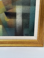 Mid Century Painting Abstract Gordon Barr California Modernist 1960’s Cubism