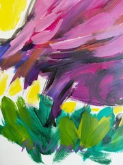 MONA VIVAR Original 11×14 Colorful Chicken Hen Bird Abstract Fine Art Painting