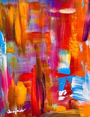 Guajardo Art: Radiance 14X11 Paper Bold Vibrant Abstract Home Decor