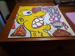 Original Painting Eyes On The Prize Pizza Glue Ocular Injury Feces Lowbrow Toons