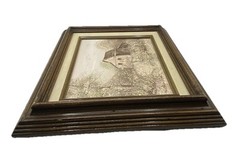Vintage William Newport Barn Oil Painting Signed Landscape Linen Frame