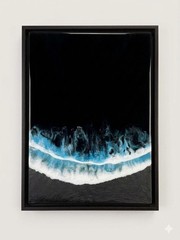 Original Ocean Resin Art 24×30” | Dark | Modern Coastal Wall Art