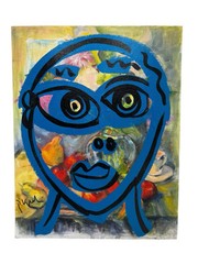 Original Abstract Face Painting Artist Peter Keil Canvas Board 11″ by 14″