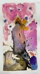 Miss Rina Dreamscape 23, Small Original Watercolor Painting 7”x4” by Studio MRAO