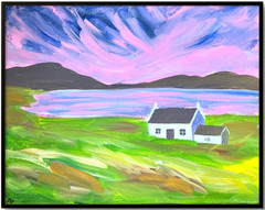 Irish Cottage at Sunset Painting, Expressive Landscape Art 12×16