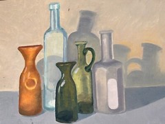 Vintage Modernist Still Life Bottles Vases Contemporary Art Signed PATRICIA TOOL