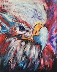 Original Eagle Patriotic Acrylic Painting 20 X 16 250 Yrs Celebration Art