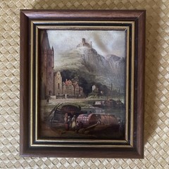 VTG Artistic Chromolitograph Print Painting On Silk Made In Italy Precious Wood